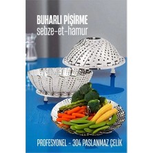 Nacario Mey Ithalat® Sebze Pişirme Sepeti - Buharda Pişirme Haşlama Aparatı Paslanmaz Çelik 717858