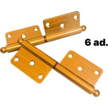 Eymen Meral Aksesuar 6 Adet 12 cm Lüx Alüminyum Yönsüz Gold Rengi Kapı Menteşesi (3mm Kalınlık) Vidalar Dahil Amerikan Kapılar ve Tüm Kapılar Için Uyumludur