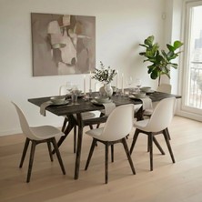 Woodesk Gala, Masif Ahşap, Mutfak, Salon, Balkon, Masa Takımı (Masa + 4 Sandalye)