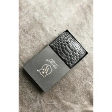 VİP GİFT Siyah Kartlık Deri Python Baskılı Mini Cüzdan