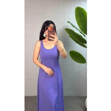 Kadın Askılı Yuvarlak Yaka Süprem Kumaş Elbise