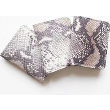 VİP GİFT Lux Kartlık Mini Cüzdan Hakiki Deri Snake Baskılı Gri