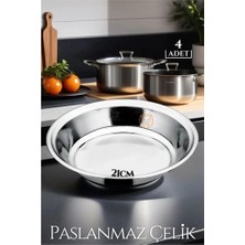 Nacario Mey Ithalat® 21 cm 4 Lü Tabak Seti Paslanmaz Çelik B.caprio Design 719554