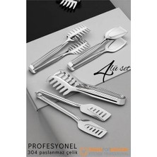 Nacario Mey Ithalat® Mutfak Maşa Seti - Makarna Pasta Salata Çok Amaçlı Maşa 4 Lü Set 304 Paslanmaz Çelik 721847