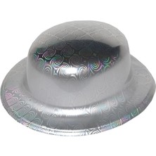 Nacario Mey Ithalat® Gümüş Renk Hologramlı Plastik Yuvarlak Melon 27X24 cm