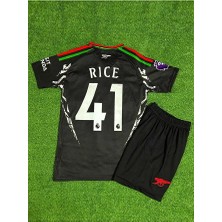 Arsenal 2024/25 Yeni Sezon Declan Rice Deplasman Çocuk Forması 2'li Set (Black)