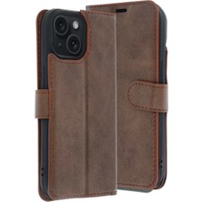 Newface Apple iPhone 15 Trend S Plus Kapaklı Kılıf - Taba