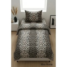 Mira Home Leopar Desenli Pamuklu Lastikli Çarşaflı Tek Kişilik Nevresim Takımı (100X200 Cm)