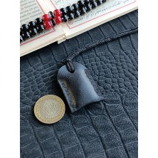 VİP GİFT Küçük Dörtgen Cevşen Dualı Kolye Muska Hakiki Deri El Yapımı