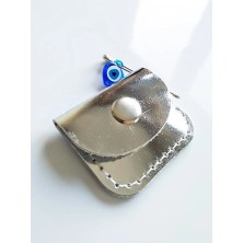 VİP GİFT Bebek Cevşen Dualı Kolye Muska Hakiki Deri El Yapımı Gümüş Renk Aynalı