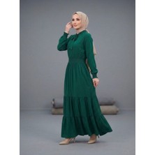 Mismoly Beli Gipe Detaylı Kat Kat Etekli Tesettür Elbise