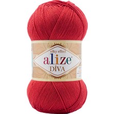 Alize Diva 105-KIRMIZI Örgü Ipi Çok Ince Yazlık Örgü Ipi Yazlık Bustiyer-Crop-Bikini Cok Ince Örgü Ipi