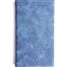 VİP GİFT Hesap Sümeni Adisyon Kabı Kot Desen Mavi Vegan Deri 12 x 20 Cm.