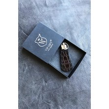 VİP GİFT Hakiki Deri Croco Baskılı Bordo Kanuni Anahtarlık