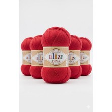 Alize Diva 105-KIRMIZI (5 Adet) Örgü Ipi Çok Ince Yazlık Örgü Ipi Yazlık Bustiyer-Crop-Bikini Cok Ince Örgü Ipi