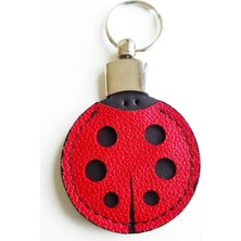 VİP GİFT Kırmızı  Hakiki Deri Klipsli Uğur Böceği Anahtarlık