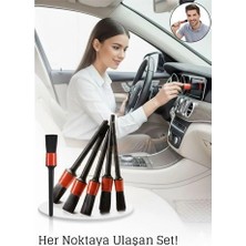 Nacario Mey Ithalat® 5’li Detay Temizlik Fırçası Seti – Araç Içi & Dış Yüzeyler Için, Farklı Boyutlu Hassas Fırçalar 429052