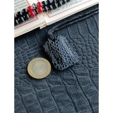 VİP GİFT Küçük Dörtgen Cevşen Dualı Kolye Muska Hakiki Deri El Yapımı Xs Baloncuk Desenli