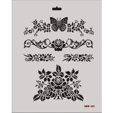 Nacario Mey Ithalat® Rich New Seri N-107 Stencil 35X25 cm