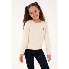 U.S. Polo Assn. Kız Çocuk Krem Bisiklet Yaka Basic Kazak 50293586-VR071