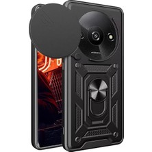 Newface Xiaomi Redmi A3 4g Kılıf Pars Lens Yüzüklü Silikon - Siyah