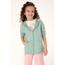 U.S. Polo Assn. Kız Çocuk Su Yeşili Fermuarlı Basic Sweatshirt 50296390-VR048