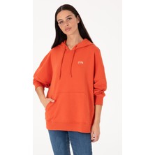 U.S. Polo Assn. Kadın Kiremit Kapüşonlu Basic Sweatshirt 50297324-VR031