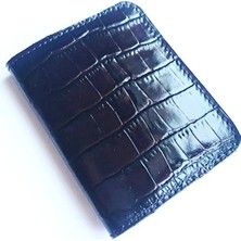 VİP GİFT Lux Kartlık Mini Cüzdan Hakiki Deri Timsah Baskılı Siyah Bordo