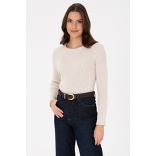 U.S. Polo Assn. Kadın Krem Bisiklet Yaka Kazak 50297095-VR071