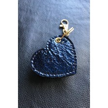 VİP GİFT Hakiki Deri Anahtarlık Parlak Kırışık Lacivert