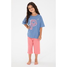 U.S. Polo Assn. Kız Çocuk Mavi Capri Alt Üst Takım 50315467-VR036
