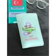 VİP GİFT Pet Pasaport Kılıfı Ev Hayvanı Kedi Köpek Nil Yeşili Vegan Deri Pasaportluk