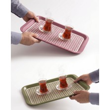 Geseus Kaydırmaz Tabanlı Servis Tepsi Sunum Tepsisi Orta Boy-1136-01 Bordo,Yeşil