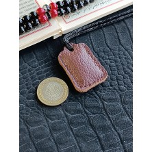 VİP GİFT Küçük Dörtgen Cevşen Dualı Kolye Muska Hakiki Deri El Yapımı Xs