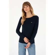 U.S. Polo Assn. Kadın Lacivert Slim Bisiklet Yaka Basic Sweatshırt 50315419-VR033