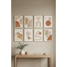 Tontilika 8 Parça Modern Minimal Soyut Botanik Dekoratif Çerçeve Görünümlü Tablo Seti - Minimalist Tema