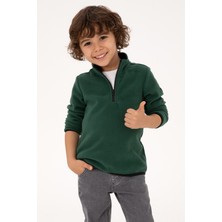 U.S. Polo Assn. Erkek Çocuk Koyu Yeşil Yarım Fermuarlı Polar Sweatshirt 50313841-VR079
