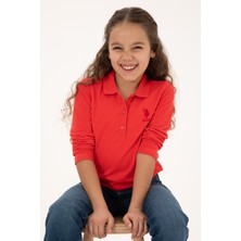 U.S. Polo Assn. Kız Çocuk Kırmızı Polo Yaka Basic Sweatshirt 50316836-VR030