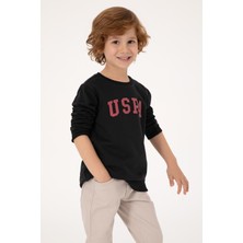 U.S. Polo Assn. Erkek Çocuk Siyah Bisiklet Yaka Basic Sweatshirt 50313830-VR046