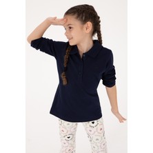 U.S. Polo Assn. Kız Çocuk Lacivert Polo Yaka Basic Sweatshirt 50316836-VR033