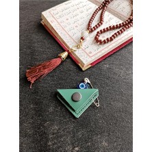 VİP GİFT Mini Bebek Cevşen Dualı Kolye Muska Hakiki Deri El Yapımı Üçgen