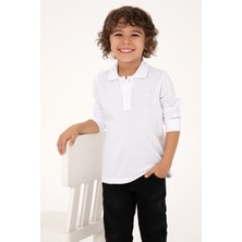 U.S. Polo Assn. Erkek Çocuk Beyaz Basic Polo Yaka Sweatshirt 50313790-VR013