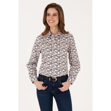 U.S. Polo Assn. Kadın Krem Uzun Kollu Gömlek 50316376-VR256