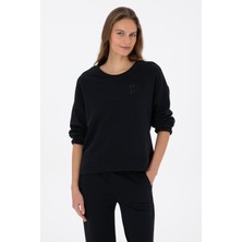 U.S. Polo Assn. Kadın Siyah Bisiklet Yaka Basic Sweatshırt 50313565-VR046