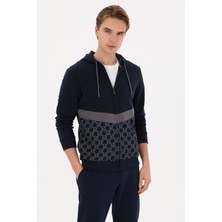 U.S. Polo Assn. Erkek Regular Fit Fermuarlı Kapüşonlu Lacivert Örme Hırka 50315668-VR033