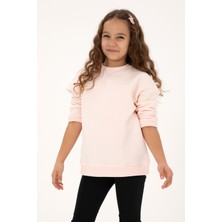 U.S. Polo Assn. Kız Çocuk Açık Pembe Şardonlu Bisiklet Yaka Basic Sweatshirt 50316810-VR078