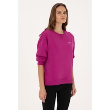 U.S. Polo Assn. Kadın Fuşya Şardonlu Bisiklet Yaka Basic Sweatshırt 50313586-VR023
