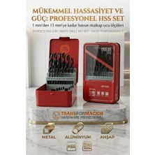Nacario Mey Ithalat® 25 Parça 1 - 13 mm Alüminyum Metal Ağaç Hss Uçlu Dın 338RN Matkap Ucu Seti  723034