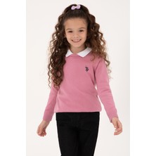 U.S. Polo Assn. Kız Çocuk Pembe Bisiklet Yaka Basic Kazak 50316808-VR167
