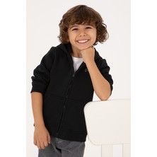 U.S. Polo Assn. Erkek Çocuk Siyah Fermuarlı Kapüşonlu Sweatshirt 50313852-VR046
